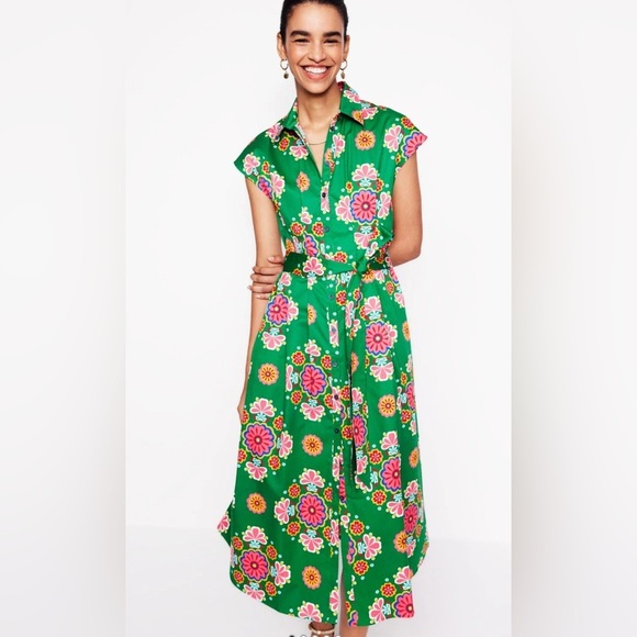 Boden Dresses & Skirts - Boden Rachel Cotton Midi Shirt Dress
Rich Emerald Meadow Posy women’s 8R NWT